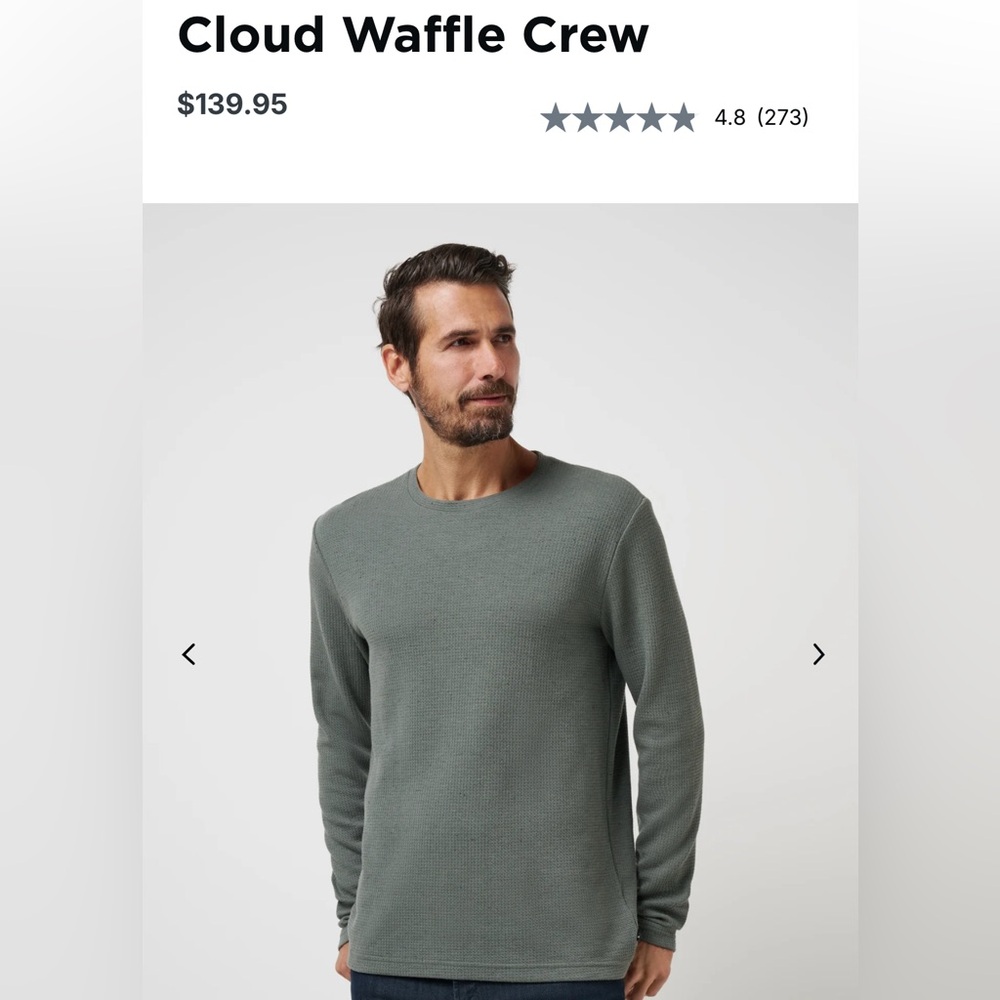 Travis Mathew Cloud Waffle Crew Long Sleeve Shirt - Green